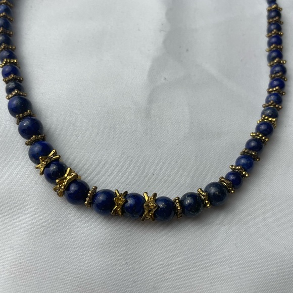 Stauer blue lapis lazuli with gold accent beads necklace - Picture 3 of 5